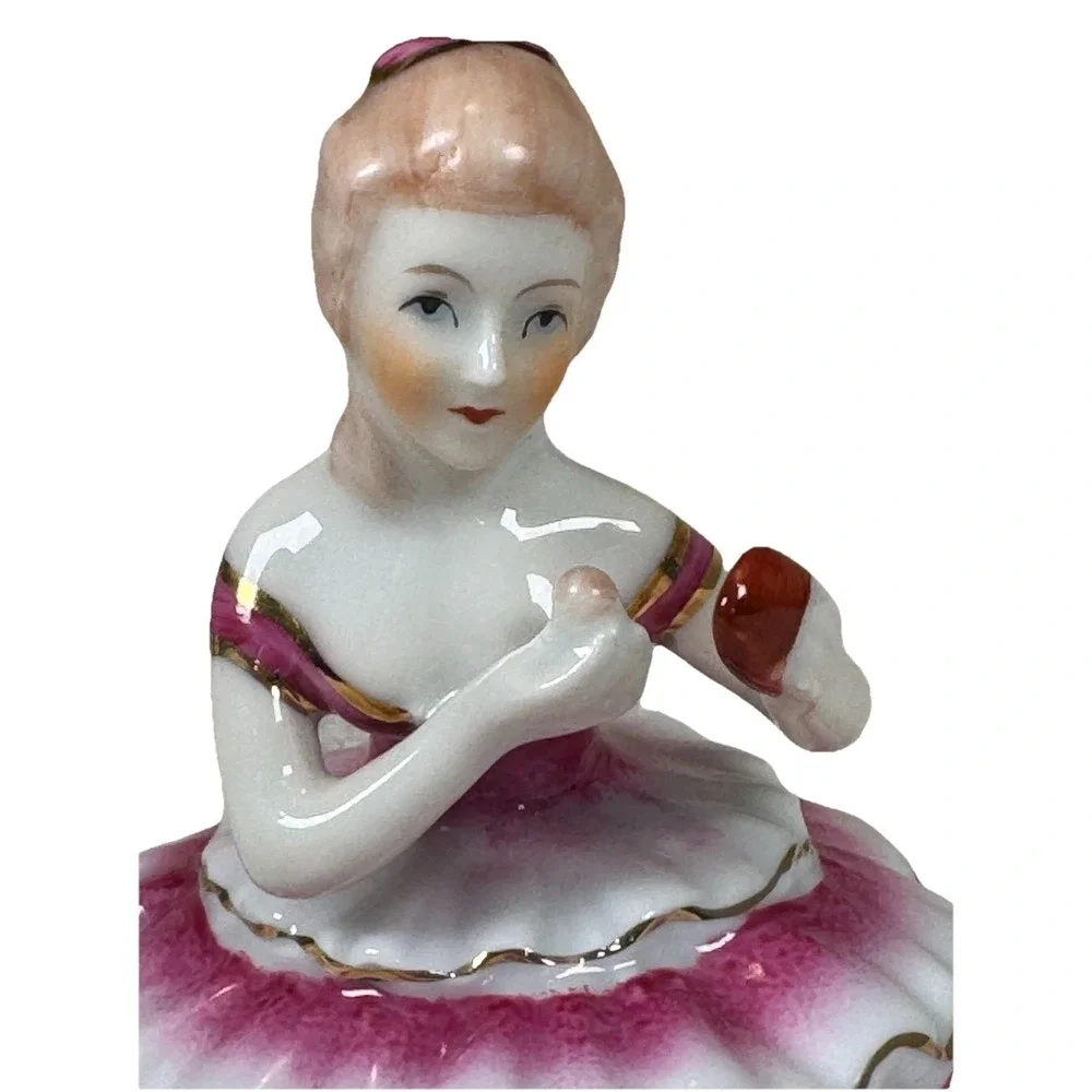 Vintage Limoges China Victorian Lady Powder Trinket Box